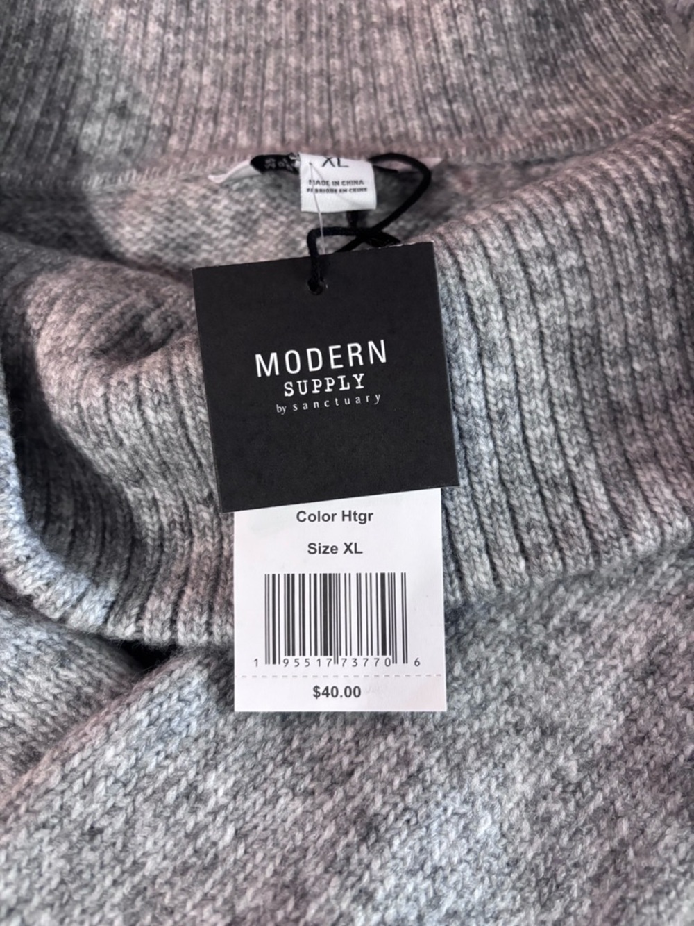 Modern Supply by Sanctuary Gray Ribbed Turtleneck Sweater